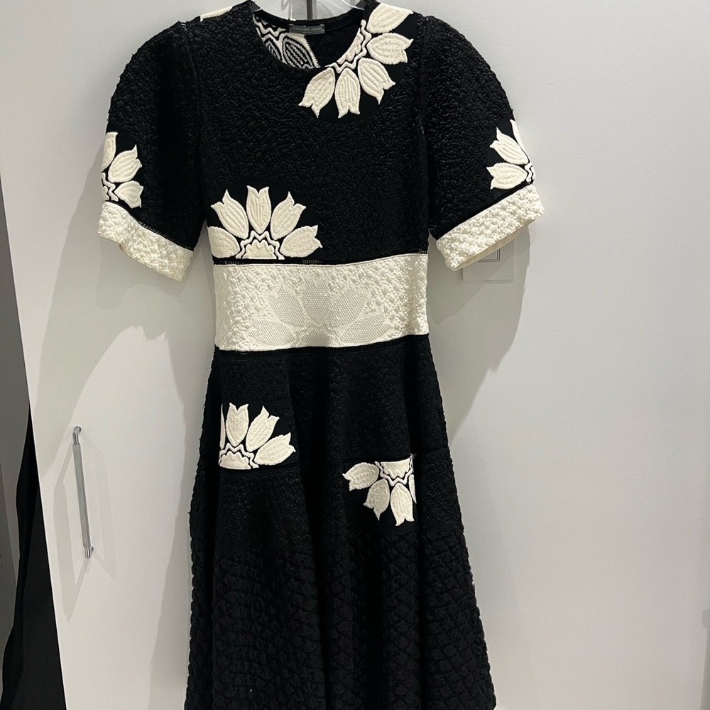 Alexander McQueen Black and White Patterned Dress